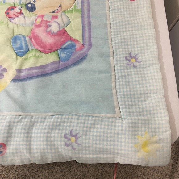 VTG Disney Baby Crib Blanket Comforter Mickey Minnie Flower Butterfly Ladybug - Picture 2 of 15